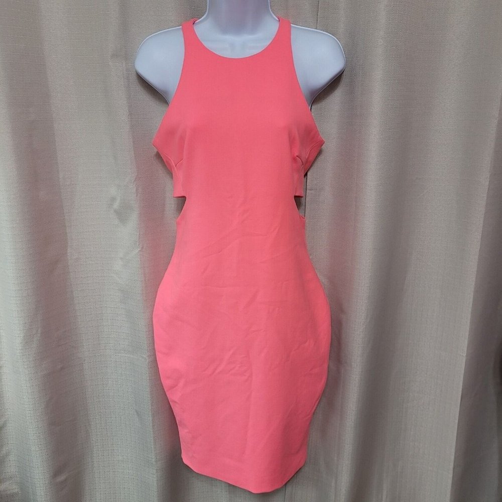 Elizabeth and James Neon Coral Cutout Sheath Dress